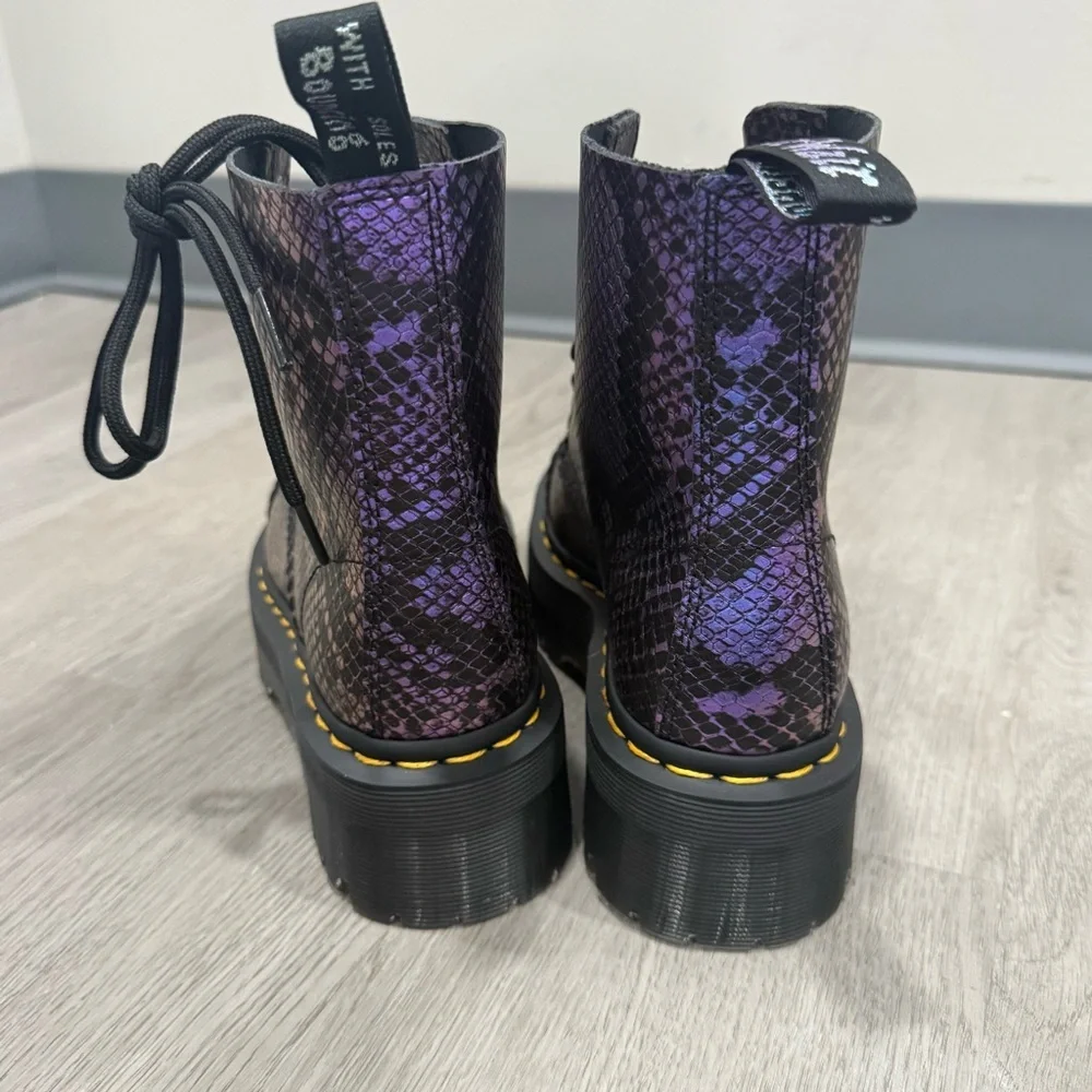 Dr Marten Platform Boots Sinclair Combat Zip in Snake Embossed Metallic